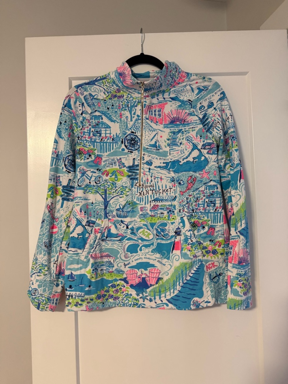 Lilly Pulitzer Multicolor Nautical Print Quarter-Zip Jacket